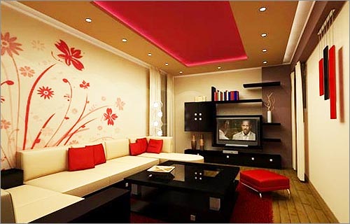 Living Room Interior Designs With Wall Painting