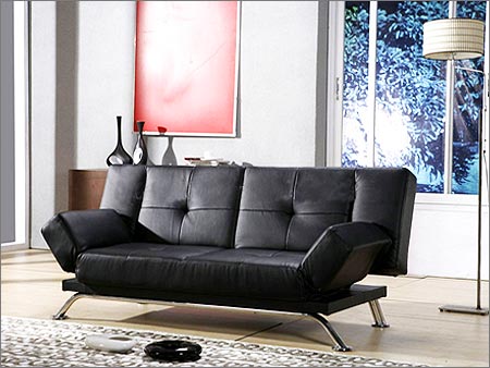 Black Leather Sofa Bed 