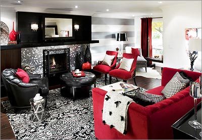   Black Room on Red   Black Living Room Furniture