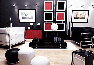 White, Red & Black Living Room Furniture