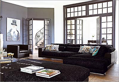Black Living Room Sectional Couch