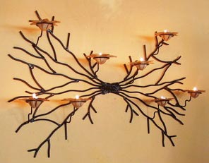 Wrought Iron Wall Art and Candles