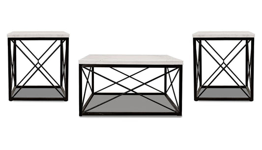 Skyler White Marble 3-Piece Occasional Set
