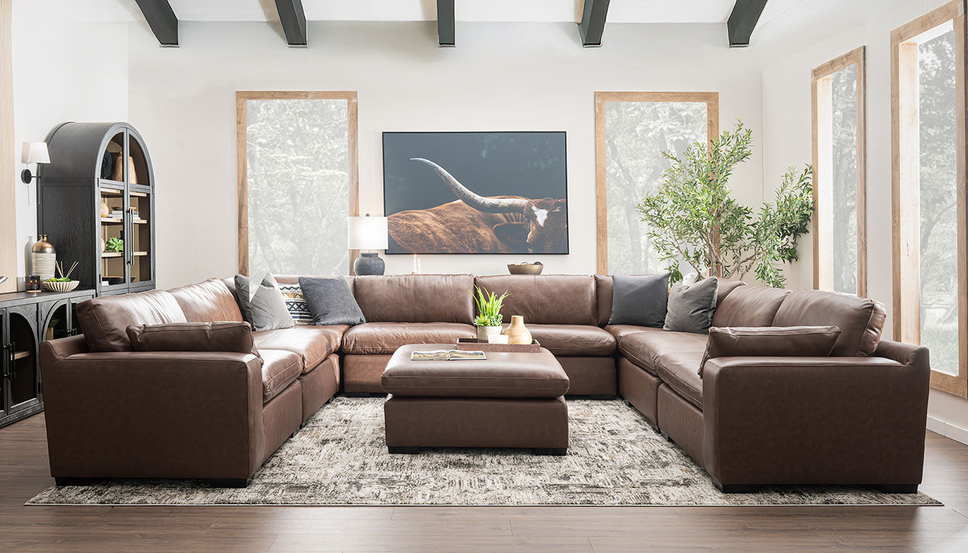 City Limits II Leather U Shape Sectional