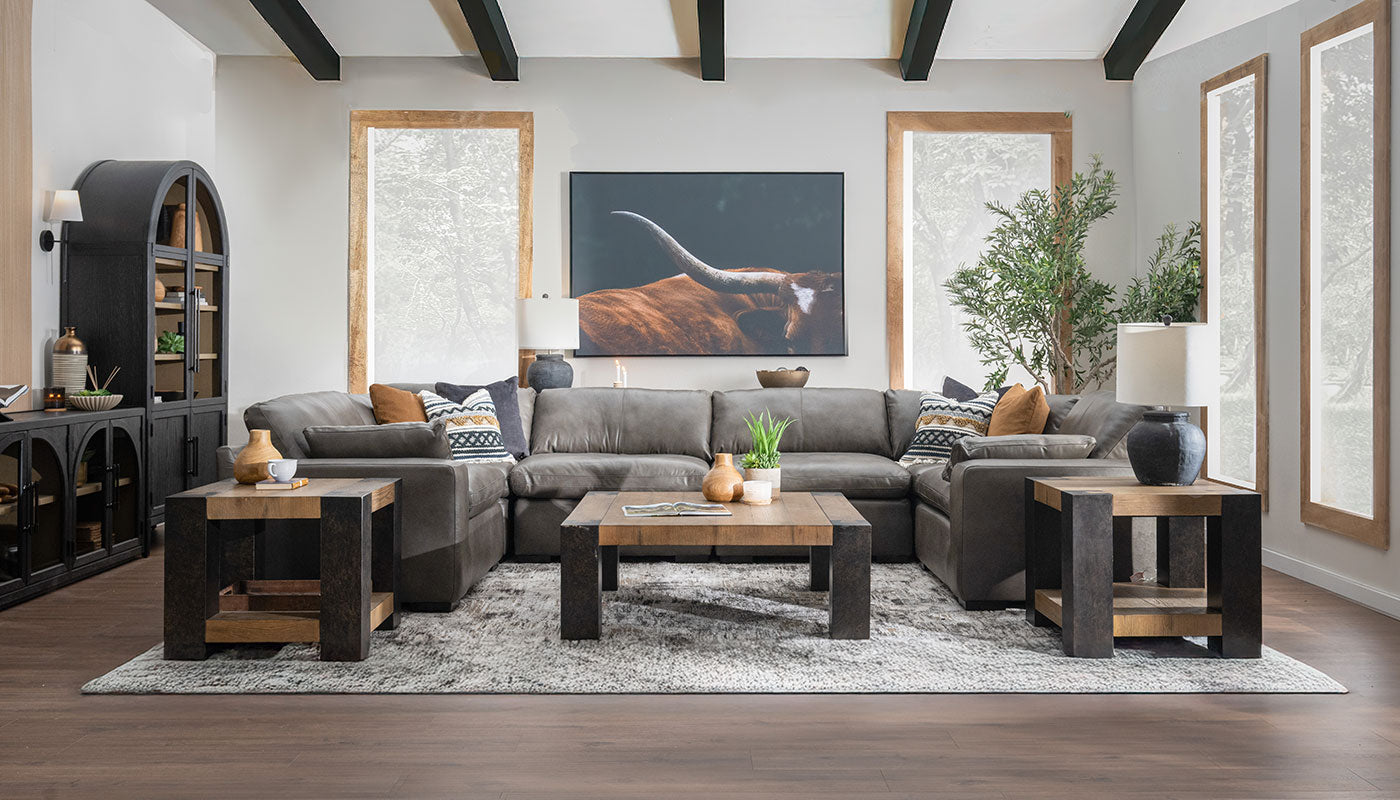 City Limits II Leather U Shape Sectional