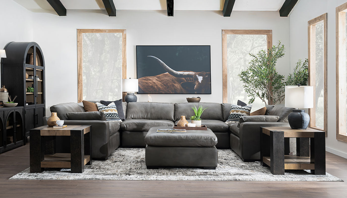 City Limits II Leather U Shape Sectional