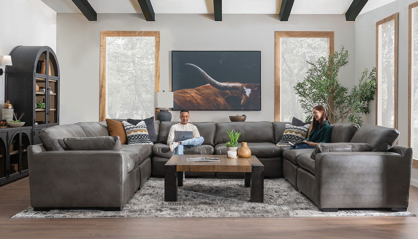 City Limits II Leather U Shape Sectional