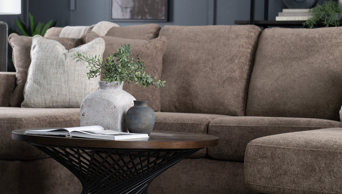 Brown couch in a living room