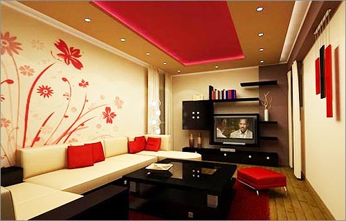 Living Room Interior Designs with Wall Painting